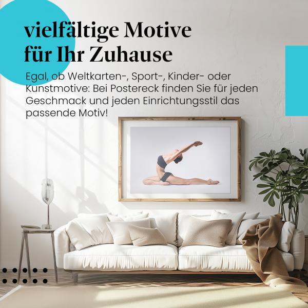 Stylisches Leinwandbild: Flexibilität und Balance: Frau praktiziert Yoga.